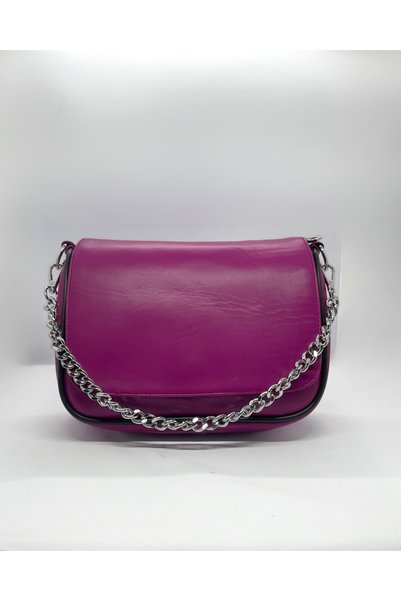 Rubel Bags Fuchsia Women's Genuine Leather Crossbody, Shoulder Bag, Detachable Strap, Chain Bag