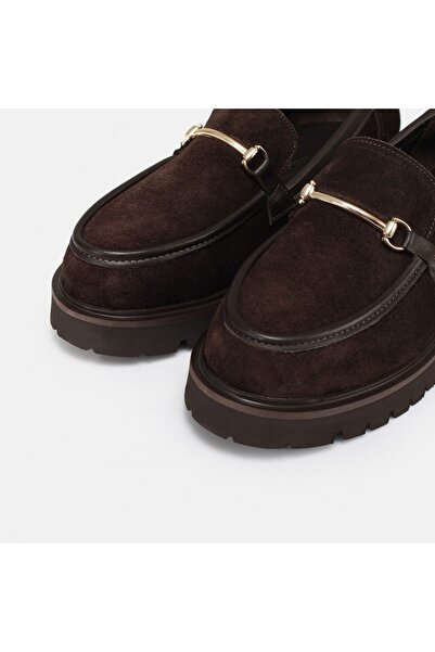 butikpabuc Women's Loafer Shoes Brown Genuine Suede Leather Large Size (35-44)