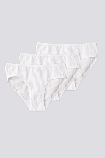 U.S. Polo Assn. 3-Pack of White Color Girls' Underwear, 100% Cotton