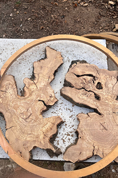 İhlas Ahşap Ham Zeytin Ağacı Parçaları 2’li Set – 3 cm, Planyalı, Kurutulmuş, İşleme Hazır