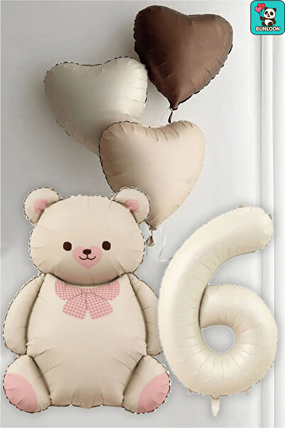 Bunloon ديكور عيد ميلاد بتصميم قلب مع دمية دب ورقائق كريمية وربطة عنق كريمية ...