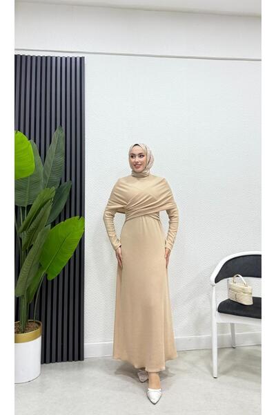moda crn Hira Çapraz Drapeli Tesettür Elbise
