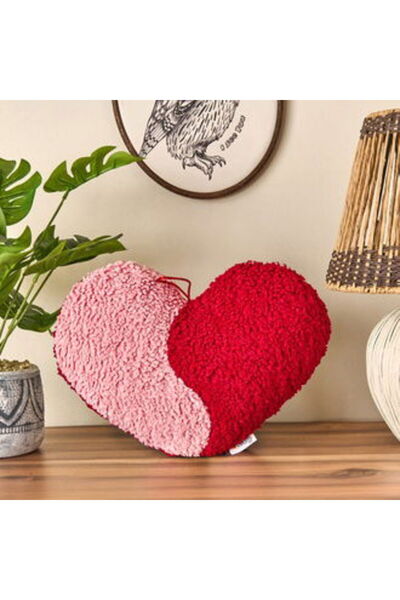 ASPARTAM Soft Yinyang Heart Figured Pillow - Pink / Red - 33X27 cm