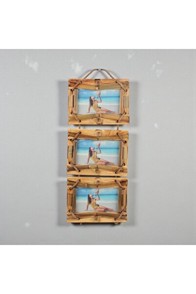 e-life shop Handmade Natural Wood 3-Piece Bamboo Photo Frame Decorative Home ...