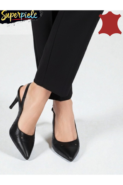 ANGEL BLUE Women's genuine leather pointed-toe shoes with thin heel