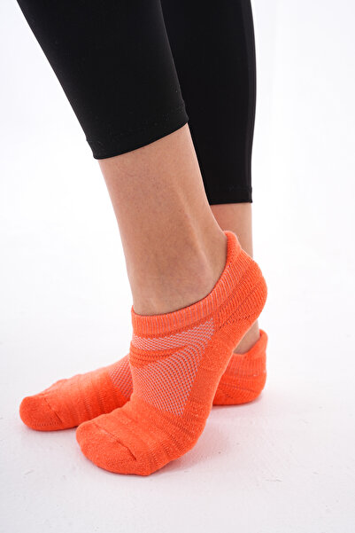 The huez 3-Piece Winter Towel Women's Socks, Breathable Soft Cotton Booties Socks (Orange)