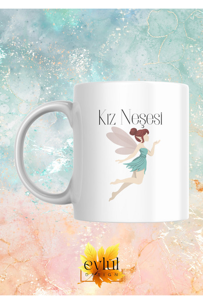 Eylül Design Girl's Joy Written Special Design Fun Fairy Printed Mug Cup Gift...
