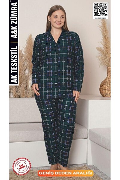 A&K ZÜMRA Front Buttoned Suede Velvet Winter Pajama Set Plus Size