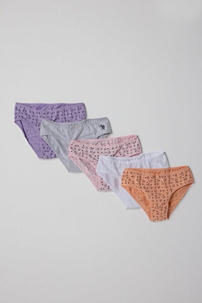 U.S. Polo Assn. 5 Pack of Girls' Underwear, 100% Cotton