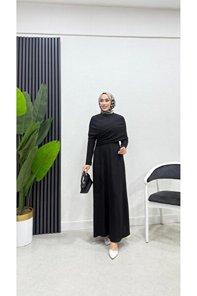 moda crn Hira Çapraz Drapeli Tesettür Elbise