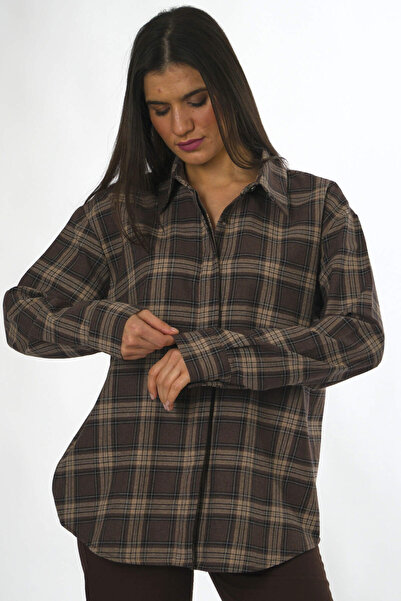 ABBRA Γυναικείο πουκάμισο με κρυφά κουμπιά Woodcutter