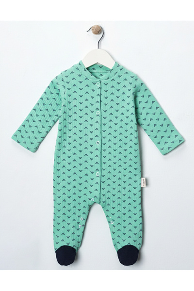 Noone Mini Patterned Baby Romper - Long Sleeves, Crew Neck