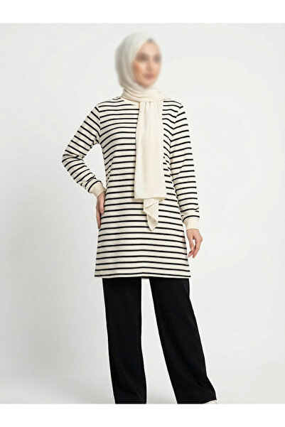 dcn giyim 1985 Women's Stretch Fabric Striped Tunic-25822