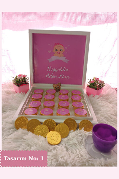 afyoresel 48 Adet Pembe Kız Bebek İsimli Hoşgeldin Çikolatası