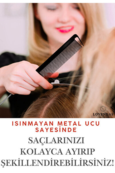 Lovendas Pieptene pentru crepă, pentru coafarea profesională a părului, cu vârf metalic