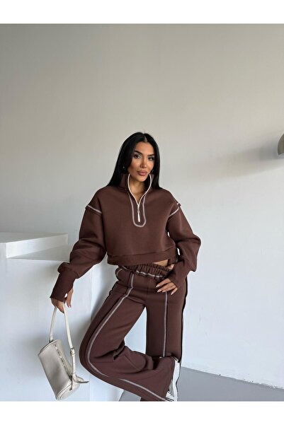 LUNES Σετ με λεπτομέρεια ραφής με τρεις κλωστές Ş επένδυση fleece