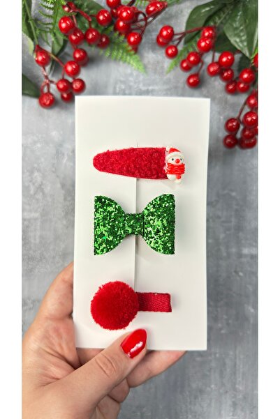 Toka Perisi Yeni Yıl Figürlü 3 farklı Model Toka Seti ( glitter simli fiyonk ...