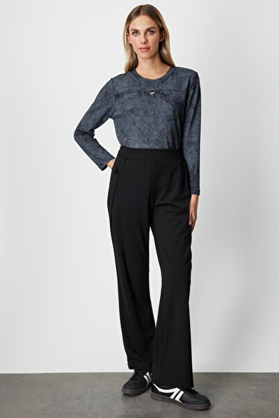 KATREGİYİM On Fashion Plus Size Pocket Button Detail Wide Leg Sweatpants