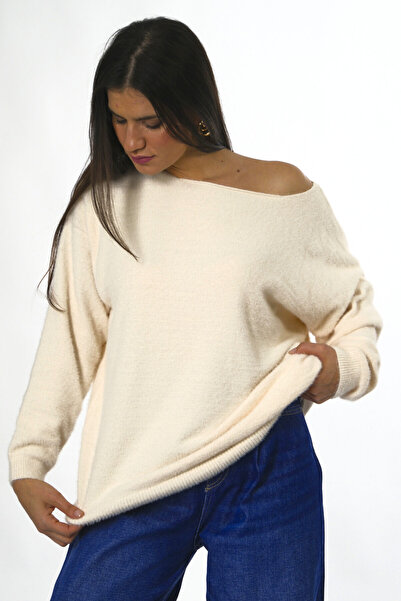 ABBRA Women's One Shoulder Open Beard Sweater