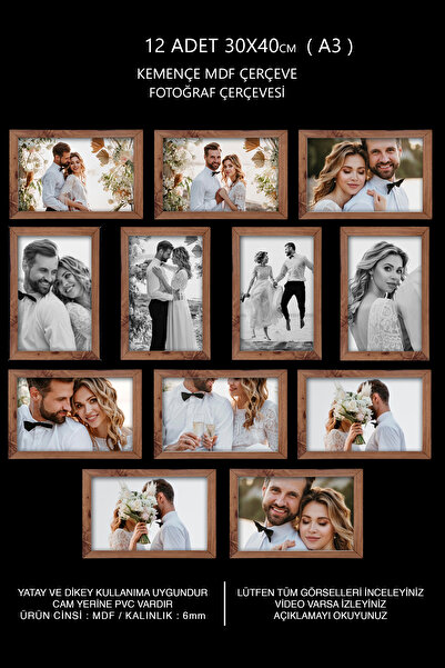 Me you 12 Adet 30x40 Çerçeve - Mdf Çerçeve - Fotoğraf Çerçevesi - A3 Poster Ç...
