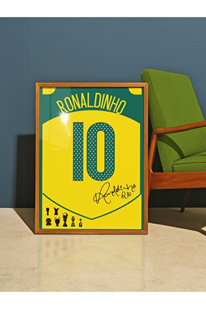 Base Concept Ronaldinho 10 İmzalı Forma Tablo Poster (Çerçeveli)