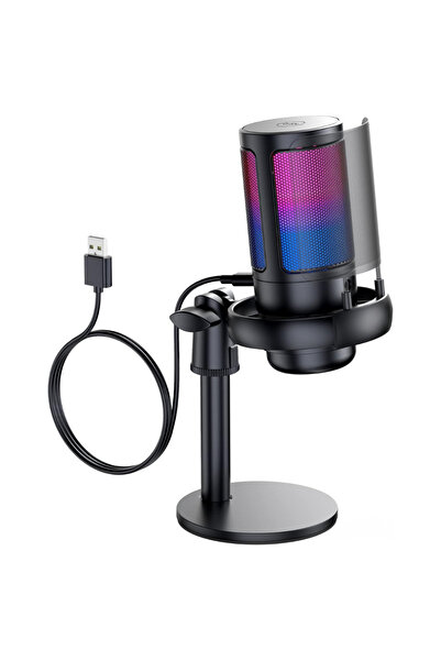 Velixo Μικρόφωνο USB ME6S, Βραχίονας, Καρδιοειδές, Μείωση Θορύβου, RGB, Σίγαση, Streaming, Παιχνίδια, Podcast, PC/PS