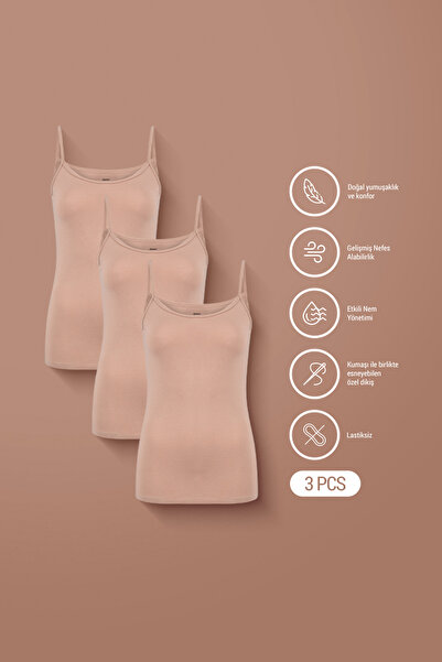 AUW Basic Women's String Strap Tank Top Modal Cotton 3-Piece - Softfit