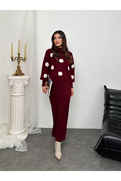 ikomteks Rose Pattern Gilet Dress Set