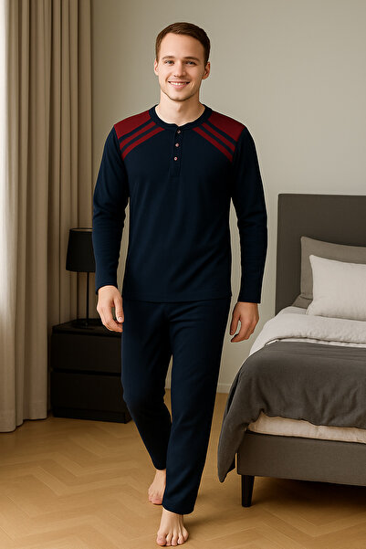 Mutlu City Men's Interlock Comfortable Fit Crew Neck Cotton Pajama Set 6772