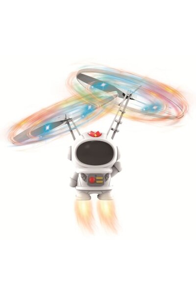 zyteq ZYTEQ®️ flying space robot, interactive toy, LED lights, astronaut luminous, white