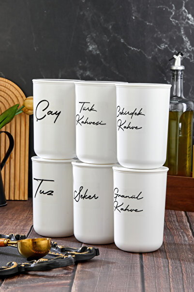 MODA OZY 6-Piece Vacuum Lid Labelled Acrylic [Plastic] Jar Set 900ml Storage Container