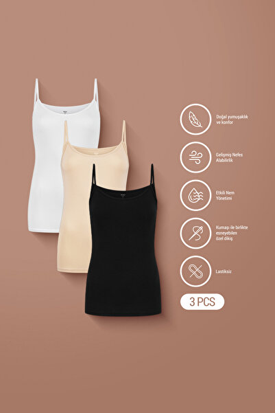 AUW Basic Women's String Strap Tank Top Modal Cotton 3-Piece - Softfit