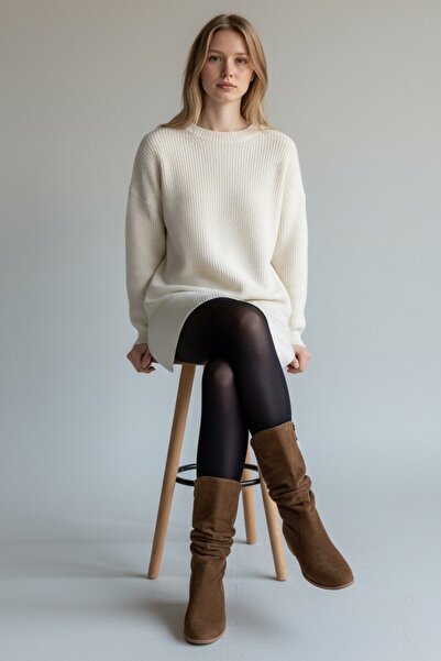 İST FİDAN KUNDURA Γυναικείες μπότες από σουέτ με κορδόνια με κορδόνια στο μύτη