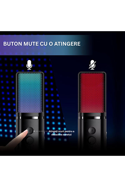 Velixo Μικρόφωνο USB M160, RGB, Σίγαση, Καρδιοειδές, Χαμηλού Θορύβου, Τρίποδο, Streaming, Gaming, Podcast, PC/PS4/PS5