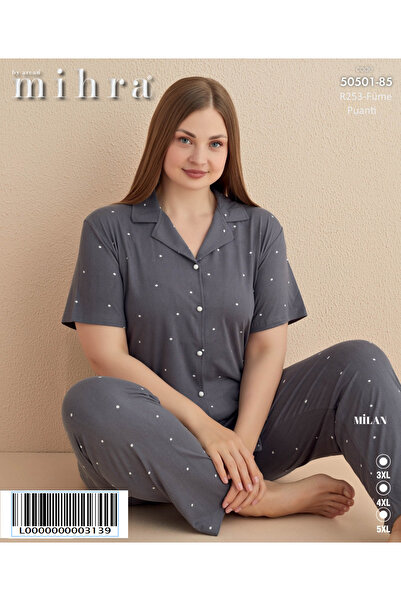 Mihra Σετ πιτζάμες Milan Battal Dümeli με κοντό μανίκι και μακρύ πάτο PJT5001