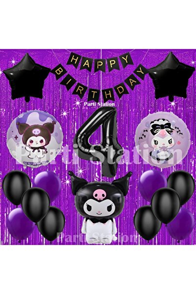 Parti Station مجموعة بالونات عيد ميلاد بعمر 4 سنوات بطابع كورومي