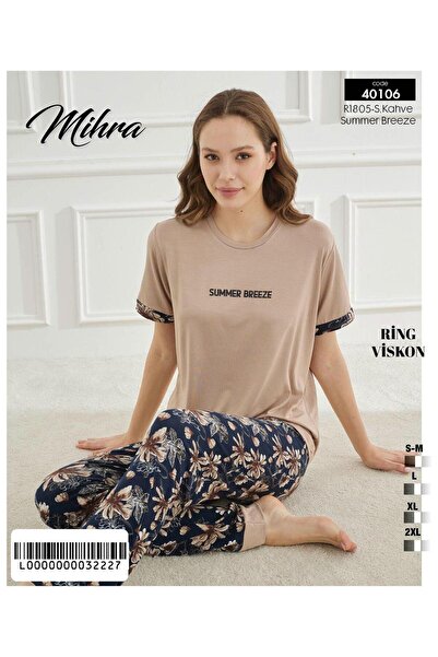 Mihra Σετ κοντομάνικο με κοντό μανίκι από βισκόζη Milan Ring PJK0701