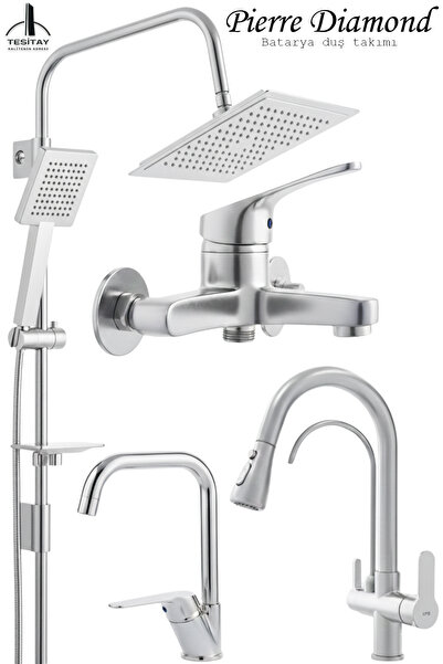 tesitay Arıtmalı Spiralli Mutfak Musluğu Lavabo Banyo Bataryaları ve Robot Du...