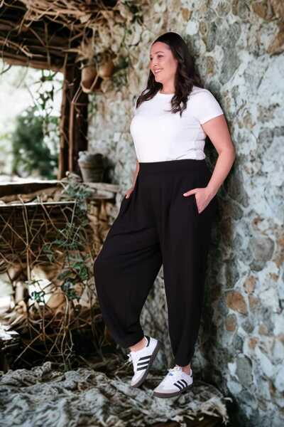 tarzımsüper Women's Plus Size Elastic Waist Baggy Pants – Premium Fabric