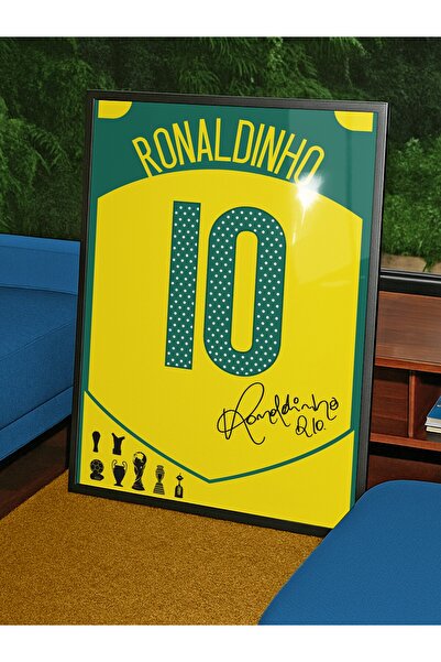 Base Concept Ronaldinho 10 İmzalı Forma Tablo Poster (Çerçeveli)