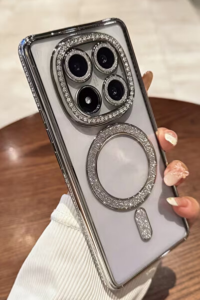 Nezih Case Redmi Note 14 Pro 4G-5G Uyumlu Taşlı Magsafe Şarj Özellikli Kamera...