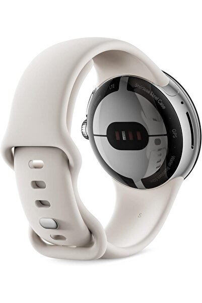 Google Pixel Watch - Android Smartwatch with Fitbit Tracking - Polished Silver (Chalk Band) - Wi‑F