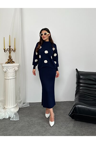 ikomteks Rose Pattern Gilet Dress Set