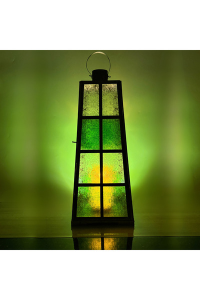 Souq DESIGNS فانوس عربي من المعدن الذهبي والزجاج - فانوس شمعدان، مناسب للمجلس...