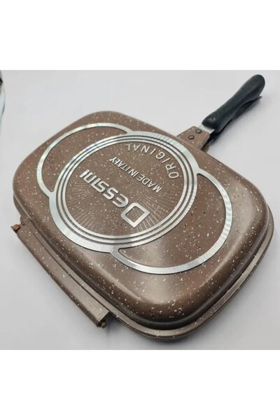 dalimag Double Rectangular Grill Pan, Aluminum, Non-stick Interior, Silicone Gasket, 37 cm, Brown