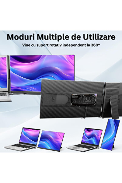 Velixo Dual Extendable Laptop Monitor 13.3–17", 15.6" IPS Full HD 1080P, 60Hz, USB-C, Plug & Play, Portable