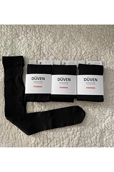 DÜVEN 3-Pack Black Color Girls' Warm Thermal Pantyhose - Thermal Pantyhose