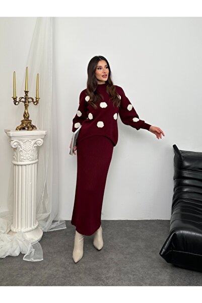 ikomteks Rose Pattern Gilet Dress Set