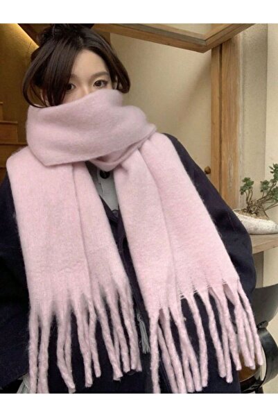 EFİLACCESSORİES PUFFY PEMBE ATKI ŞAL OMUZ ŞALI 45 x 190