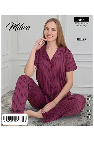 Mihra طقم بيجامة ميلان ألت لونج مطبوع بأزرار PJY0401